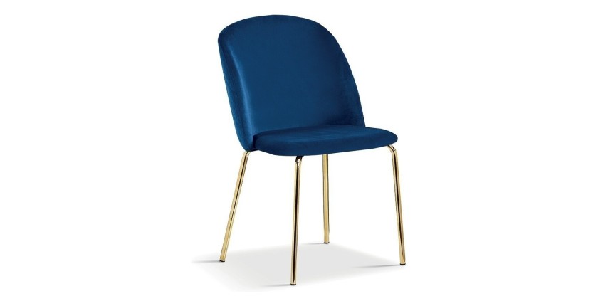 Chaise en velours bleu foncé pour salle à manger. Collection NOUMEA