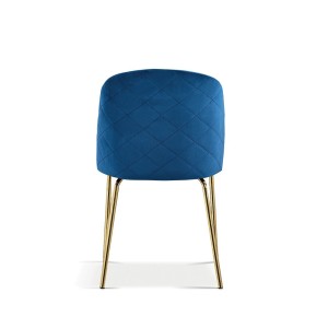 Chaise en velours bleu foncé pour salle à manger. Collection NOUMEA