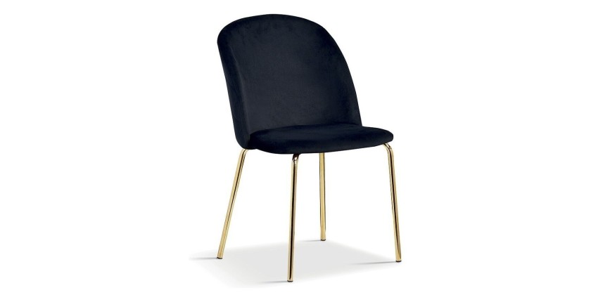 Chaise en velours noir pour salle à manger. Collection NOUMEA