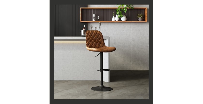 Tabouret de bar style vintage coloris cognac. Collection HOLLA.