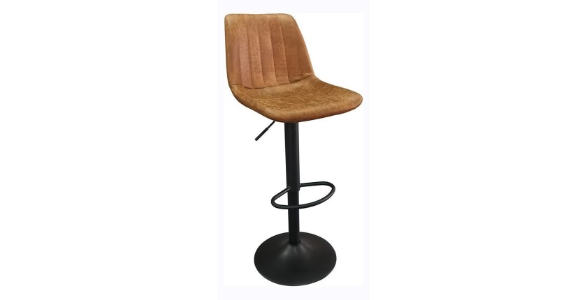 Tabouret de bar style vintage coloris cognac. Collection BELFAST.