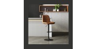 Tabouret de bar style vintage coloris cognac. Collection BELFAST.