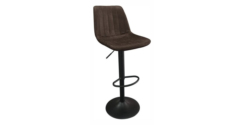 Tabouret de bar style vintage coloris brun foncé. Collection BELFAST.