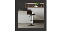 Tabouret de bar style vintage coloris brun foncé. Collection BELFAST.
