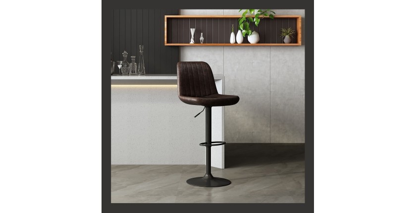 Tabouret de bar style vintage coloris brun foncé. Collection BELFAST.