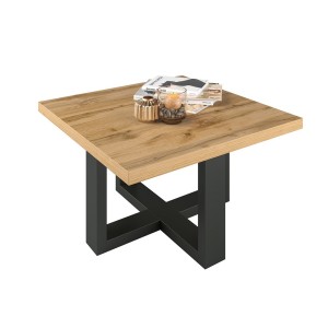 Table basse design forme carrée collection COXI Coloris chêne et noir.