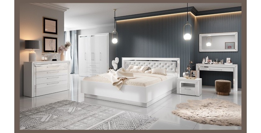 Grand miroir blanc collection DOHA. Accessoire idéal pour votre chambre ou salle à manger
