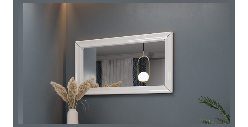 Grand miroir blanc collection DOHA. Accessoire idéal pour votre chambre ou salle à manger