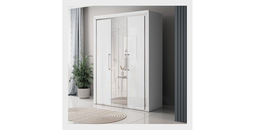 Armoire 150cm collection DOHA. Couleur blanc brillant.