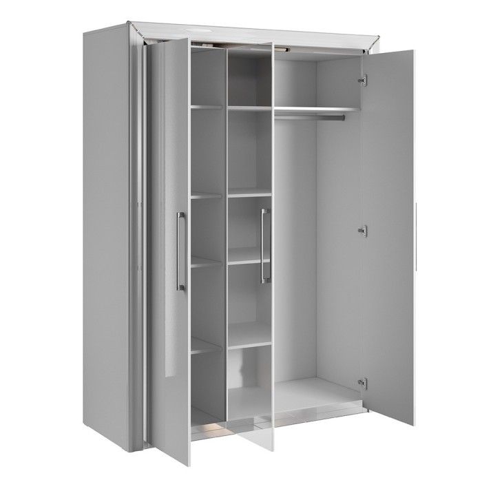 Armoire 150cm collection DOHA. Couleur blanc brillant.