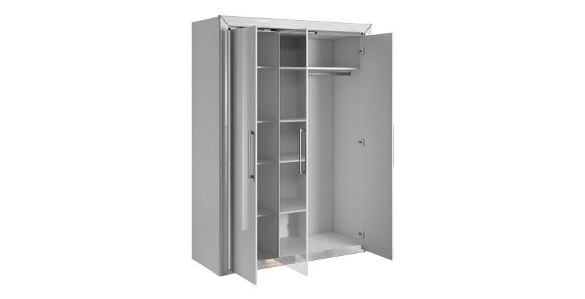 Armoire 150cm collection DOHA. Couleur blanc brillant.