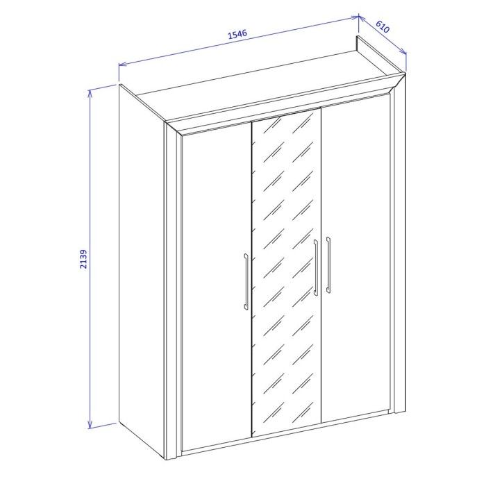 Armoire 150cm collection DOHA. Couleur blanc brillant.