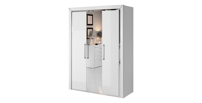 Armoire 150cm collection DOHA. Couleur blanc brillant.