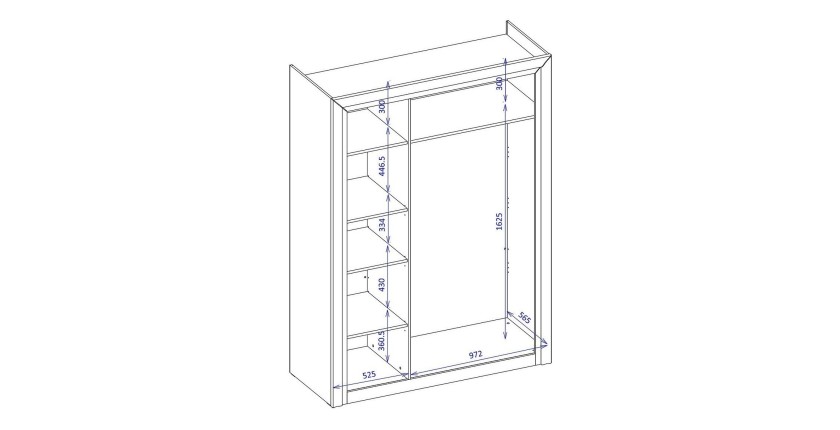 Armoire 150cm collection DOHA. Couleur blanc brillant.