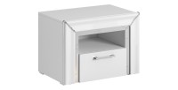 Table de chevet collection DOHA. 1 tiroir et 1 niche. Coloris blanc.