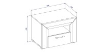 Table de chevet collection DOHA. 1 tiroir et 1 niche. Coloris blanc.