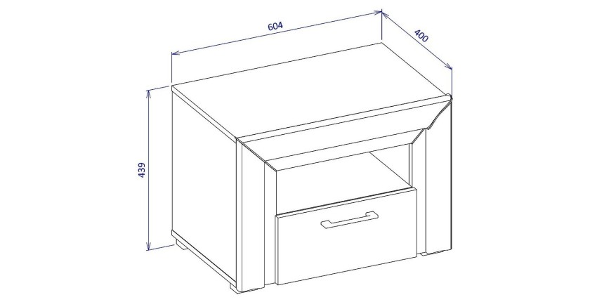 Table de chevet collection DOHA. 1 tiroir et 1 niche. Coloris blanc.