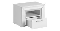 Table de chevet collection DOHA. 1 tiroir et 1 niche. Coloris blanc.