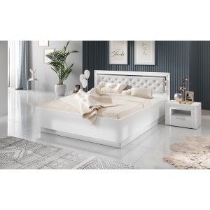 Table de chevet collection DOHA. 1 tiroir et 1 niche. Coloris blanc.