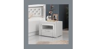 Table de chevet collection DOHA. 1 tiroir et 1 niche. Coloris blanc.