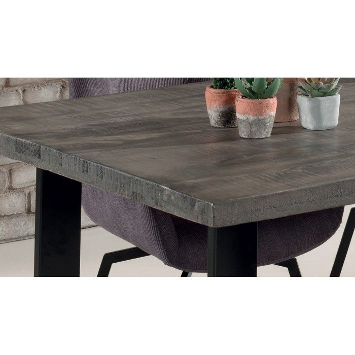 Table à manger design bois massif NIKO - Table rectangulaire gris 200x100