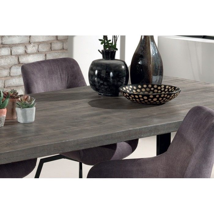 Table à manger design bois massif NIKO - Table rectangulaire gris 200x100