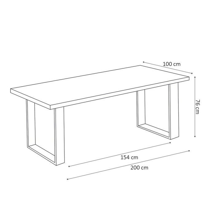 Table à manger design bois massif NIKO - Table rectangulaire gris 200x100