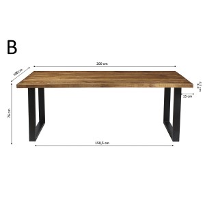 Table à manger design bois massif NIKO - Table rectangulaire 200x100
