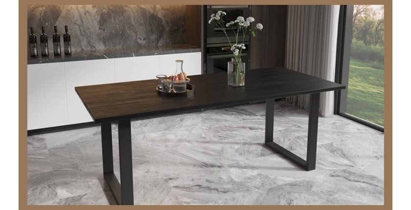 Table à manger design bois massif NIKO - Table rectangulaire noir 180x90