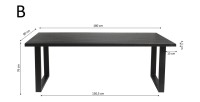 Table à manger design bois massif NIKO - Table rectangulaire noir 180x90