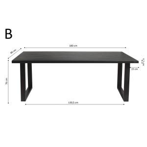 Table à manger design bois massif NIKO - Table rectangulaire noir 180x90