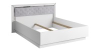 Lit adulte 160x200 collection DOHA. Coloris blanc et argent.