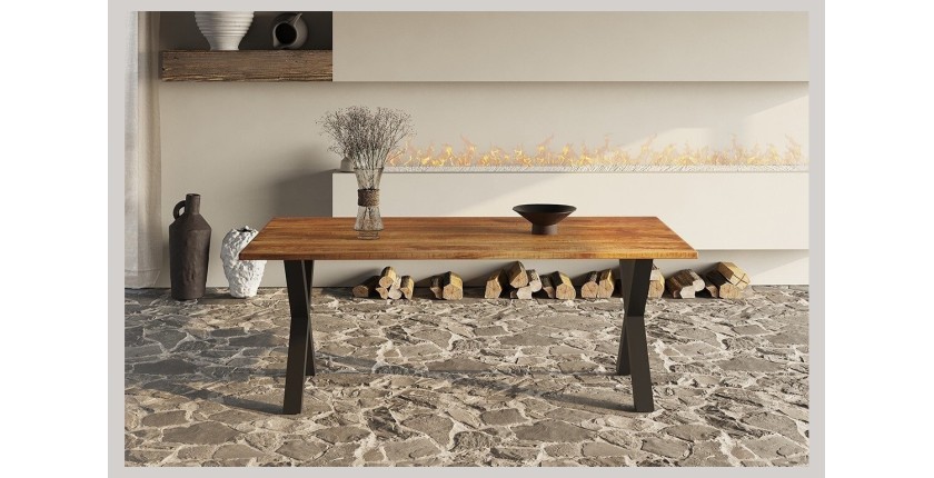 Table à manger design bois massif GOYA - Table pied design 200x100