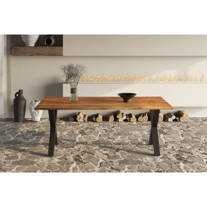 Table à manger design bois massif GOYA - Table pied design 200x100