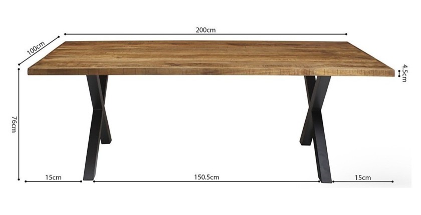 Table à manger design bois massif GOYA - Table pied design 200x100