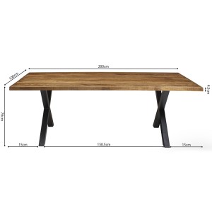 Table à manger design bois massif GOYA - Table pied design 200x100
