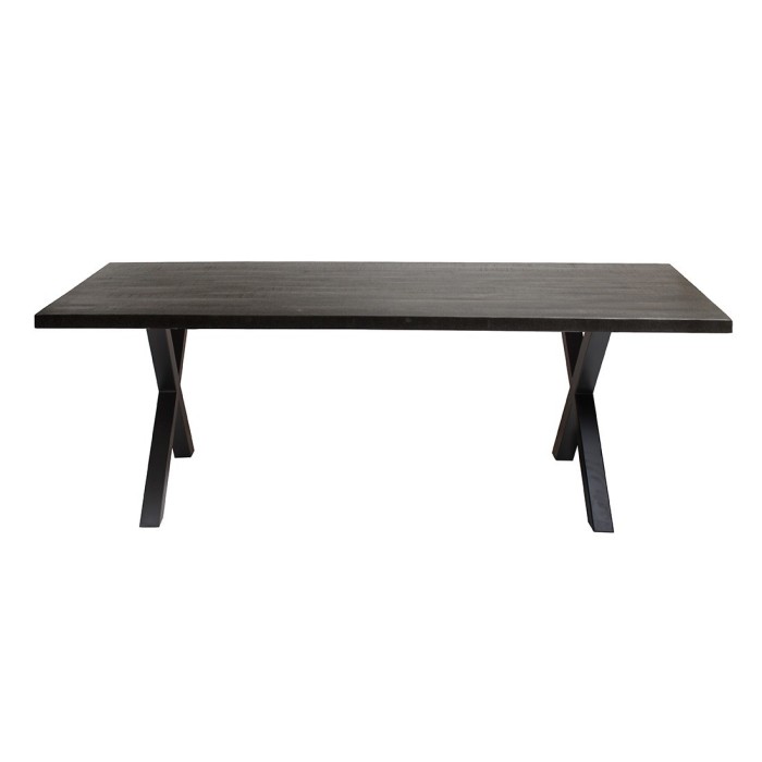 Table à manger design bois massif GOYA - Table noir pied design 200x100