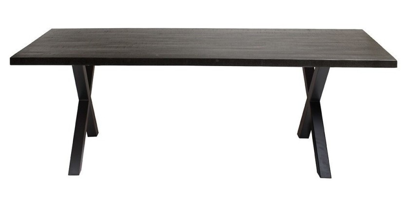 Table à manger design bois massif GOYA - Table noir pied design 200x100