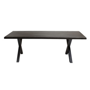 Table à manger design bois massif GOYA - Table noir pied design 200x100