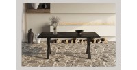 Table à manger design bois massif GOYA - Table noir pied design 200x100