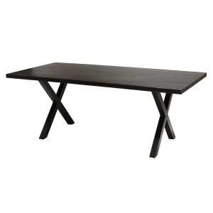 Table à manger design bois massif GOYA - Table noir pied design 200x100