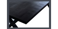 Table à manger design bois massif GOYA - Table noir pied design 200x100