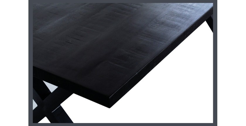 Table à manger design bois massif GOYA - Table noir pied design 200x100