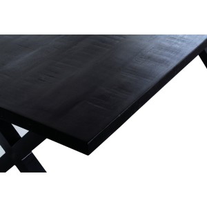 Table à manger design bois massif GOYA - Table noir pied design 200x100