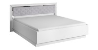 Lit adulte 180x200 collection DOHA. Coloris blanc et argent.