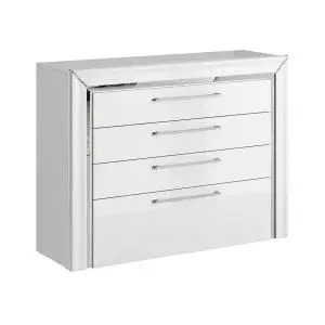 Commode design 4 tiroirs collection DOHA coloris blanc et argent