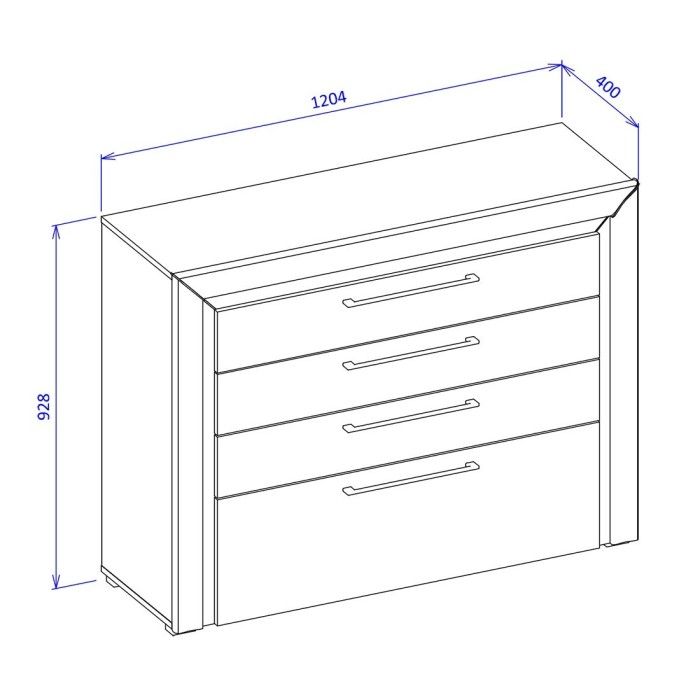 Commode design 4 tiroirs collection DOHA coloris blanc et argent