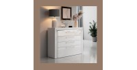 Commode design 4 tiroirs collection DOHA coloris blanc et argent