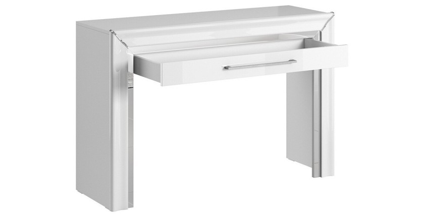 Bureau console design collection DOHA coloris blanc finitions argentées