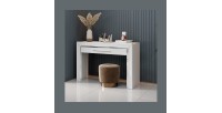 Bureau console design collection DOHA coloris blanc finitions argentées